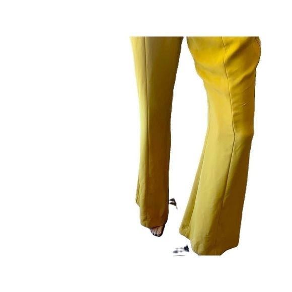 Express Yellow High-Waist Front-Seam Solid Flared Trousers Size Small - Picture 4 of 15